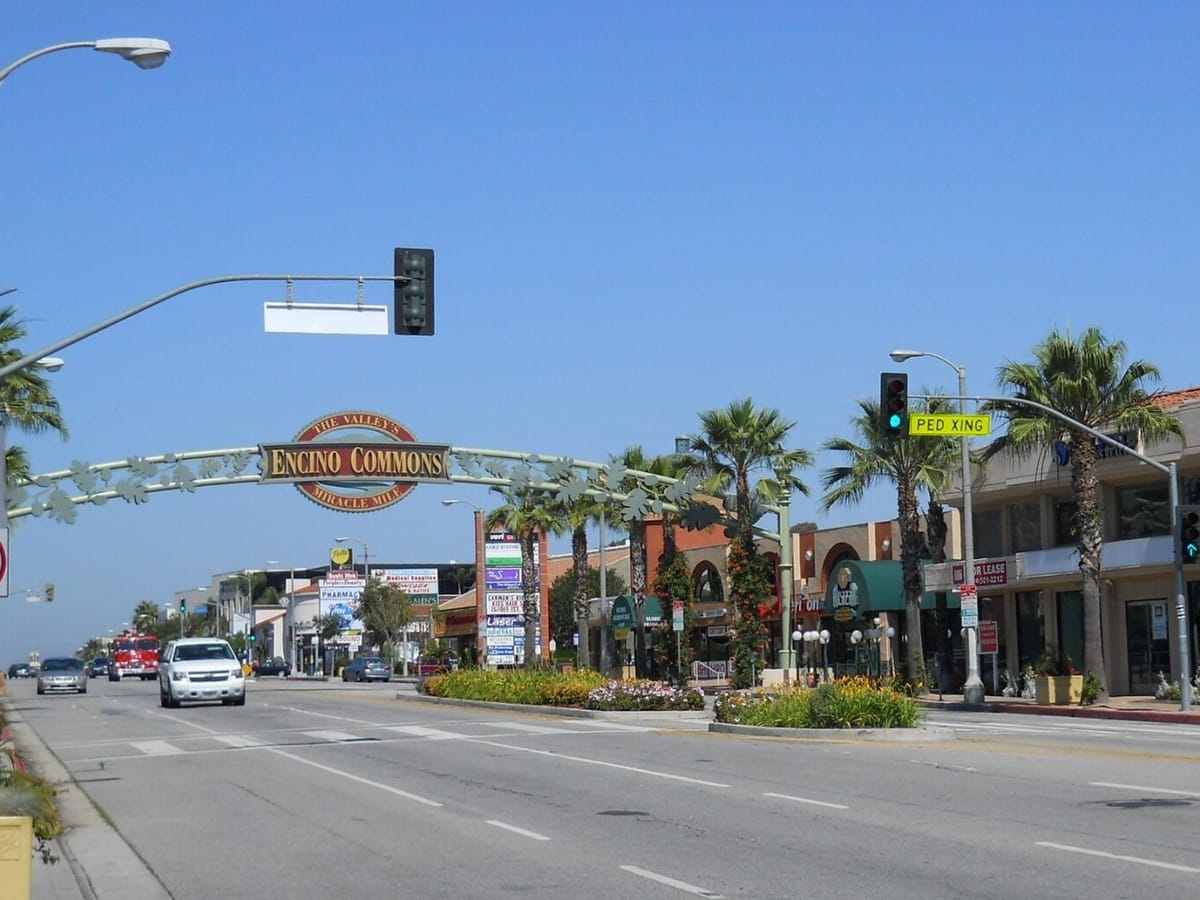 The Encino Commons arch over Ventura Boulevard in Encino